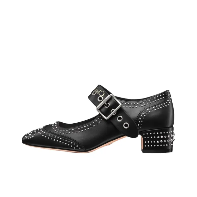 DIOR D Society Chunky Heel High Heels 4cm Women's Black-0