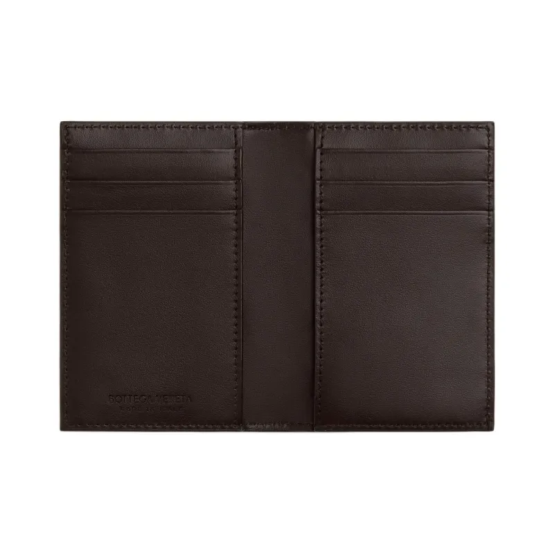 Bottega Veneta Intrecciato Calfskin Card Holder Men's Brown Iron Ore-1