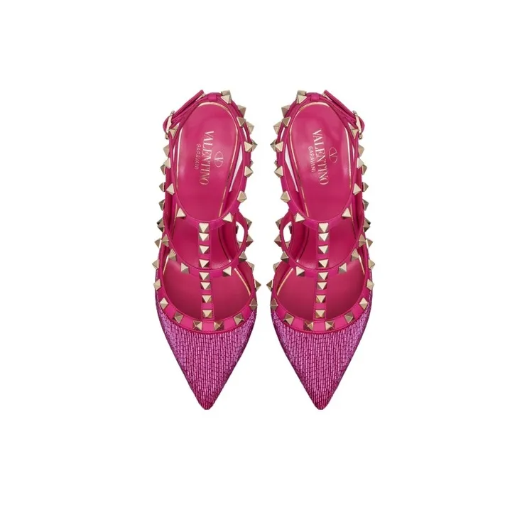 Valentino Espadrilles Slim Heel High Heels 10cm Women's Pink-2