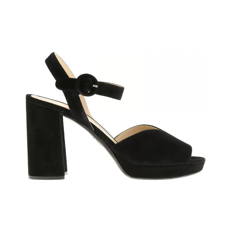 PRADA Chunky Heel One Strap Sandals Women's Black-1
