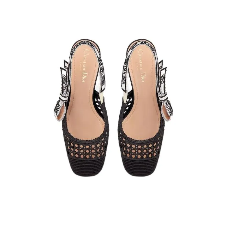 DIOR Moi Block Heel High Heels Women's Black-3
