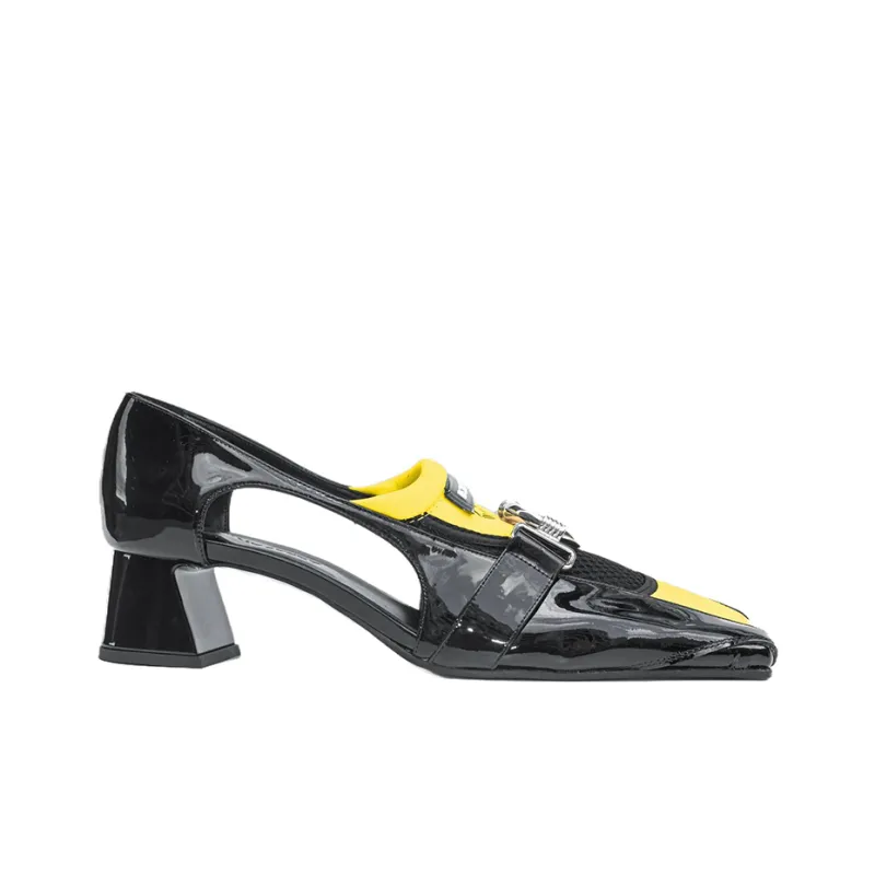 ANCUTA SARCA Chunky Heel High Heels 4.5cm Women's Black Yellow-1