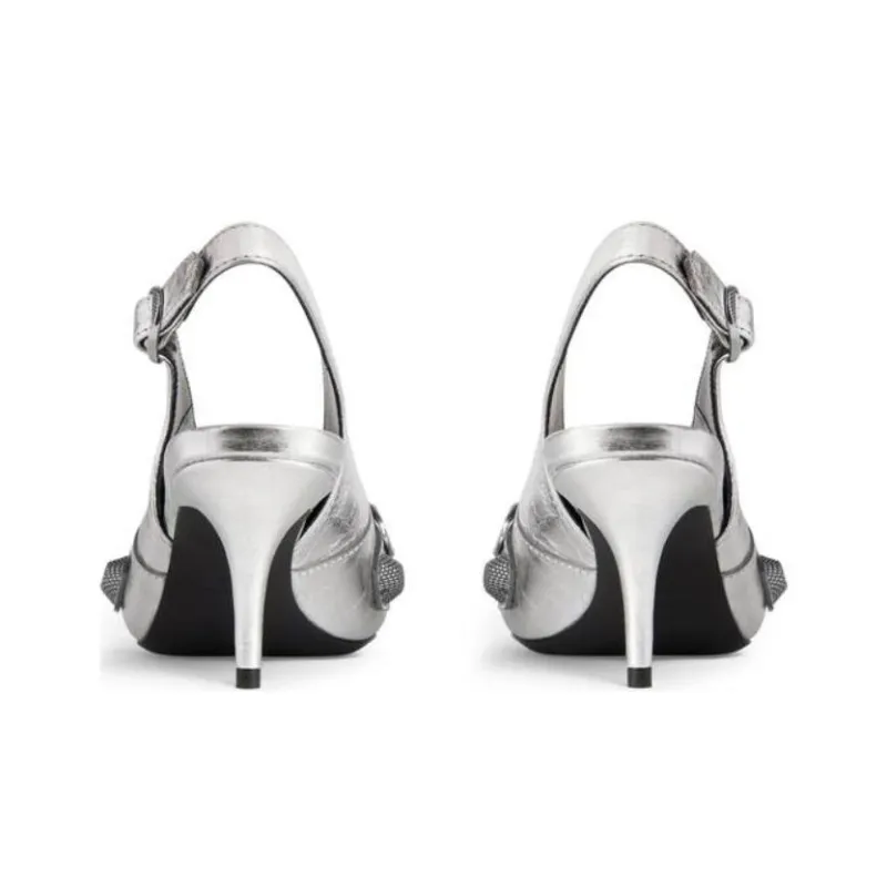 Balenciaga Knife Slim Heel High Heels Women's Silver-5