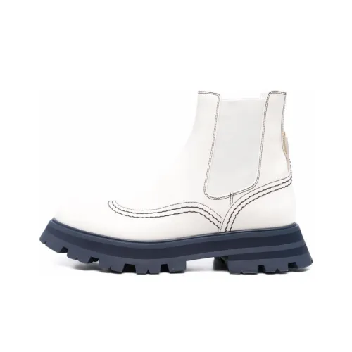 Alexander McQueen Wander Chelsea Boot White Navy Women's