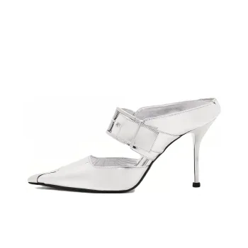 Alexander McQueen Punk Metallic Mules 'Silver' Women's