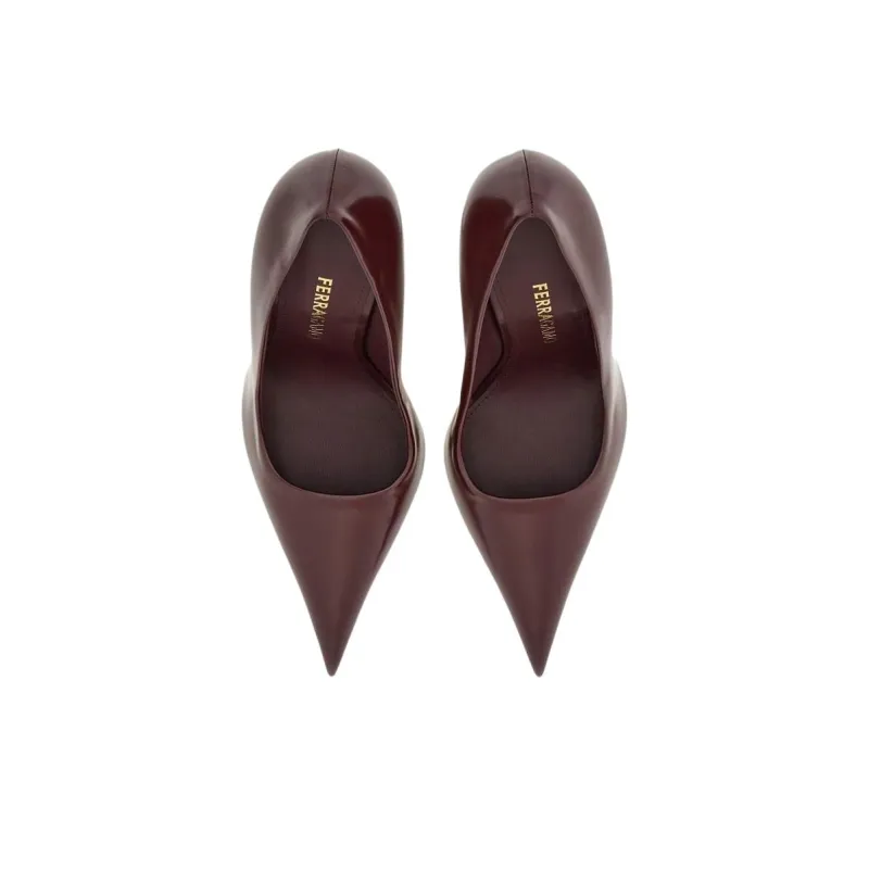 FERRAGAMO Eva Irregular Heel High Heels 10.5cm Women's Chocolate Brown-3