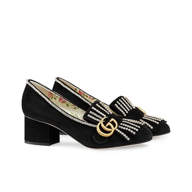 GUCCI Block Heel High Heels 5.5cm Women's Black-1