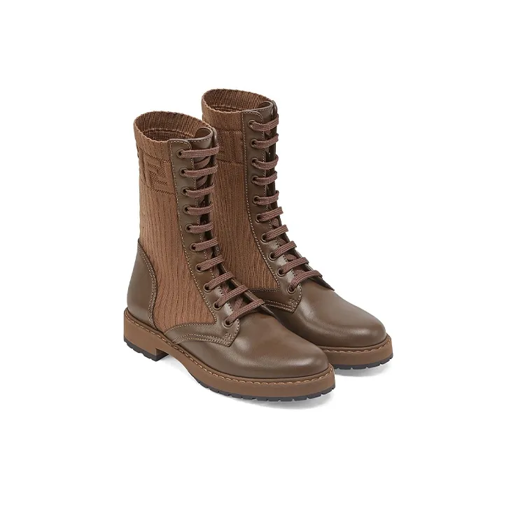 FENDI Women's FF Rockoko Biker Boot 'Brown'-3