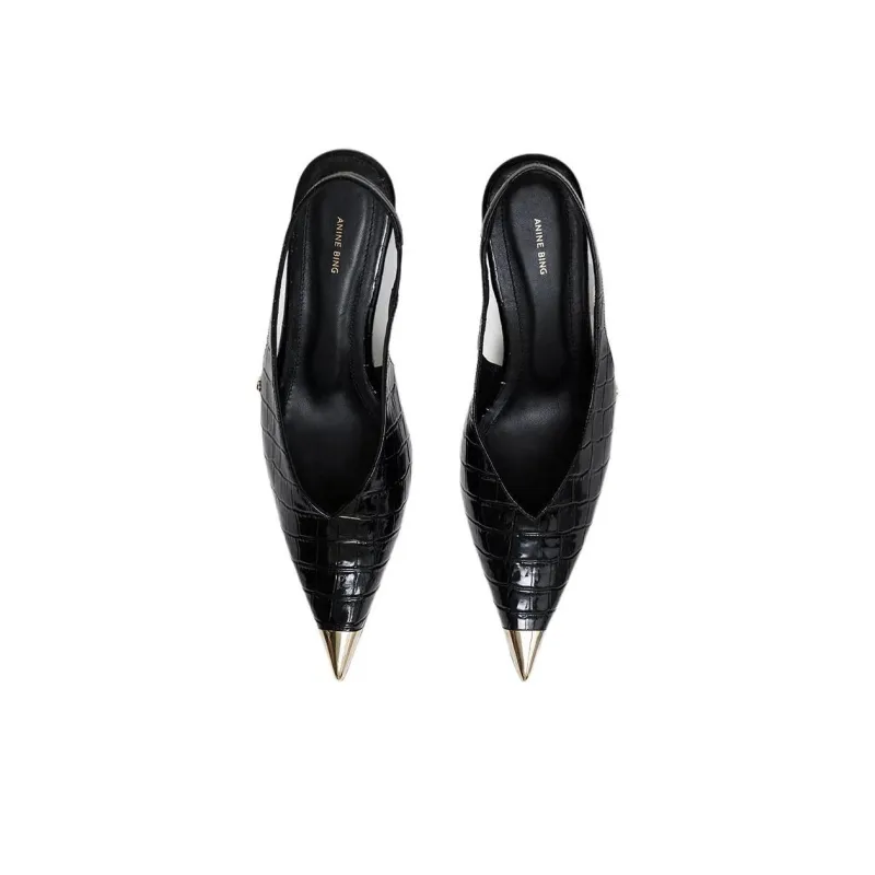 Anine Bing Nina Slim Heel High Heels 6cm Women's Black-3