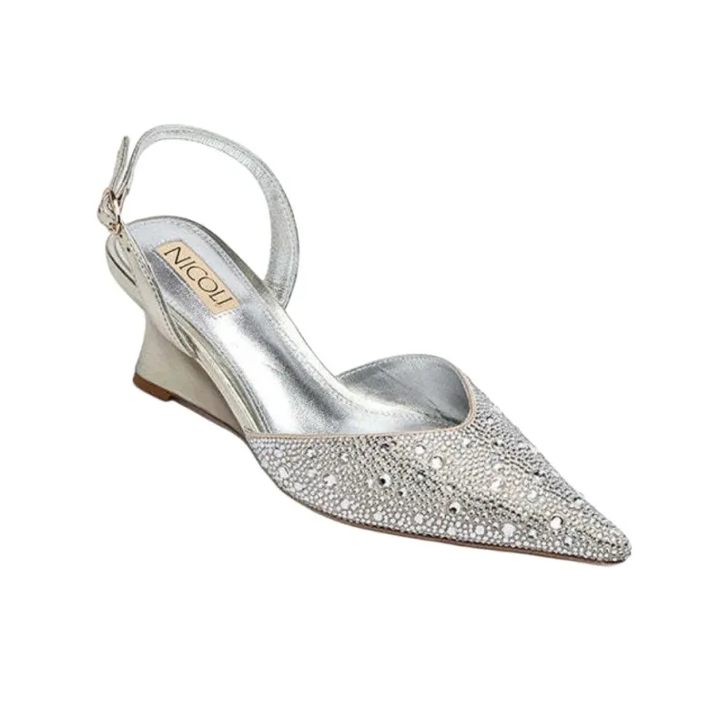 NICOLI Oriana Wedge Heel High Heels 7cm Women's Gold-2