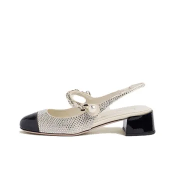 MIU MIU Chunky Heel High Heels 3.5cm Women's Ivory