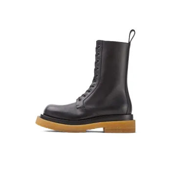 Bottega Veneta Military Calf Lace Up Boot Black