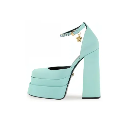 VERSACE Medusa Aevitas Chunky Heel High Heels 14cm Women's Blue