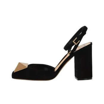 Valentino One Stud Chunky Heel High Heels Women's Black