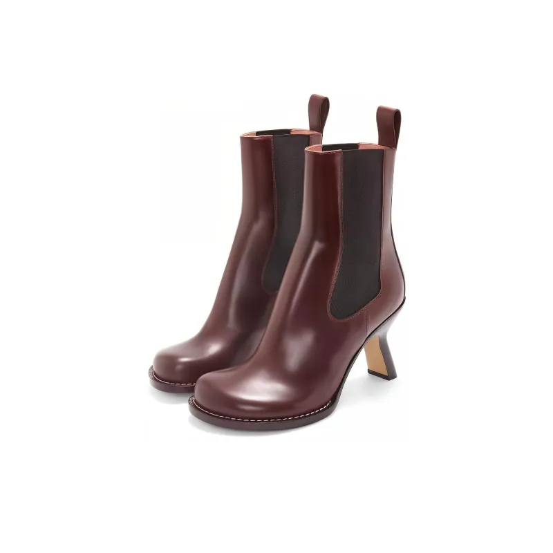 LOEWE Campo Short Chelsea Boots 9cm Women's Burgundy-1