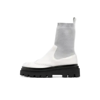 Eleventy Leather Ankle Sock Boots