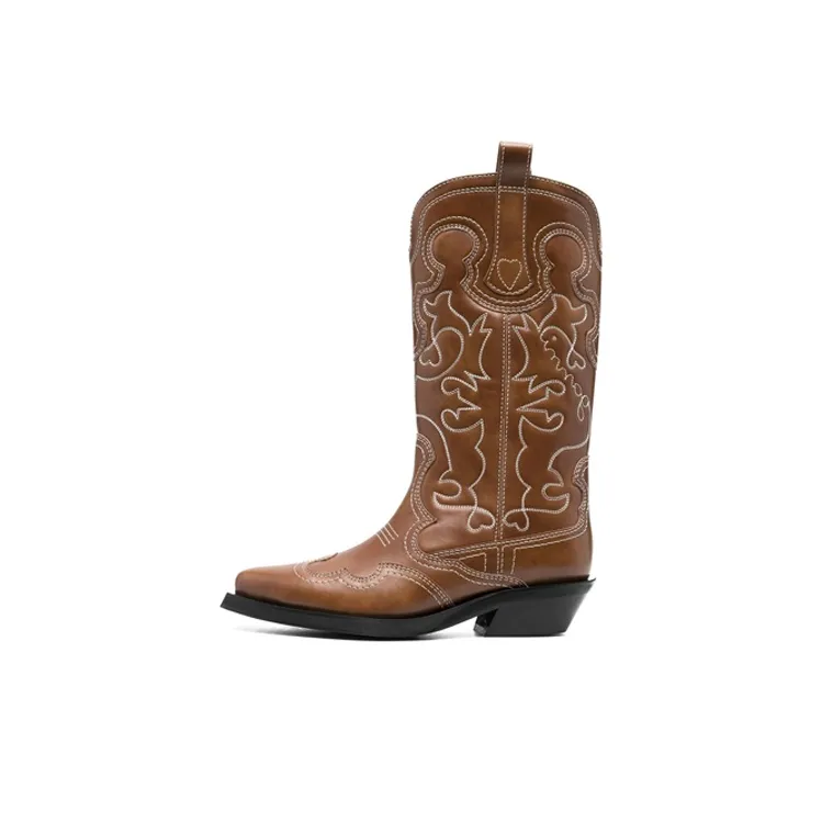 GANNI Western Mid-Calf Boots Women's Umber-0