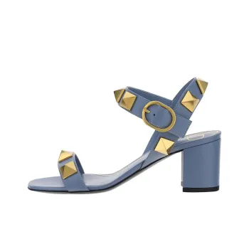 Valentino Rockstud Chunky Heel High Heels Women's Blue