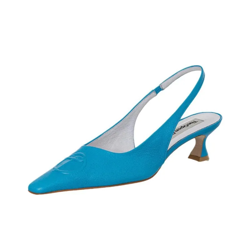 Open Yy Chunky Heel High Heels 4.5cm Women's Blue-1
