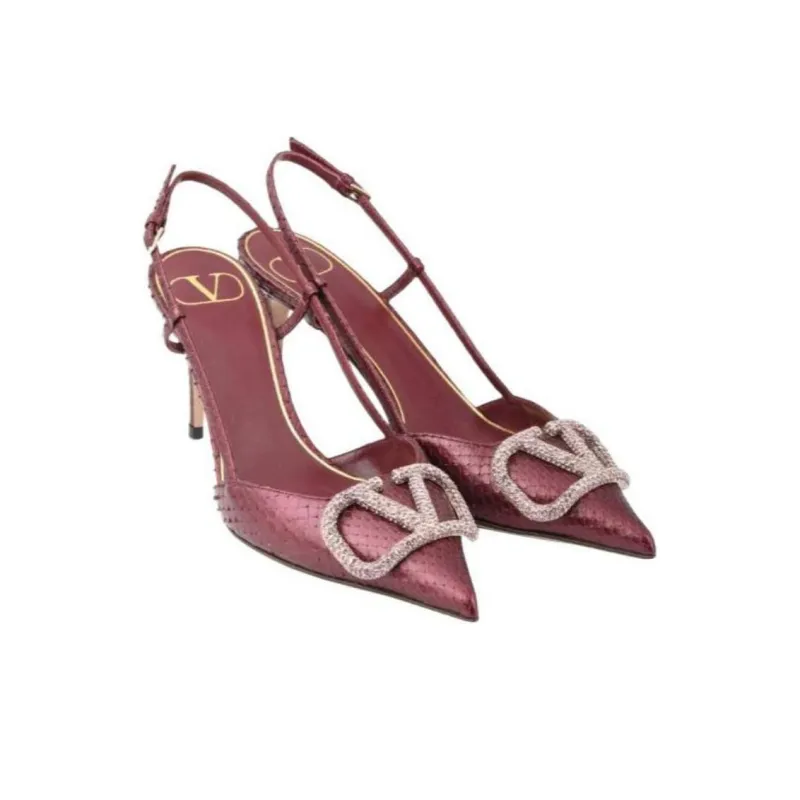 Valentino Vlogo Slim Heel High Heels 8cm Women's Fuchsia-2
