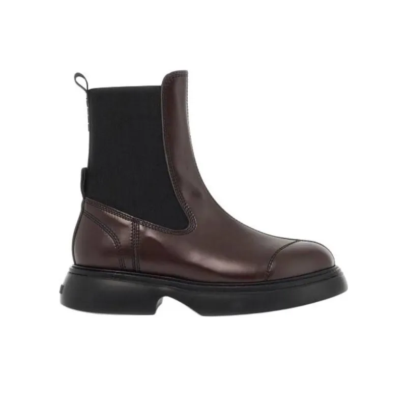 GANNI Short Chelsea Boots 4cm Women's Brown-1