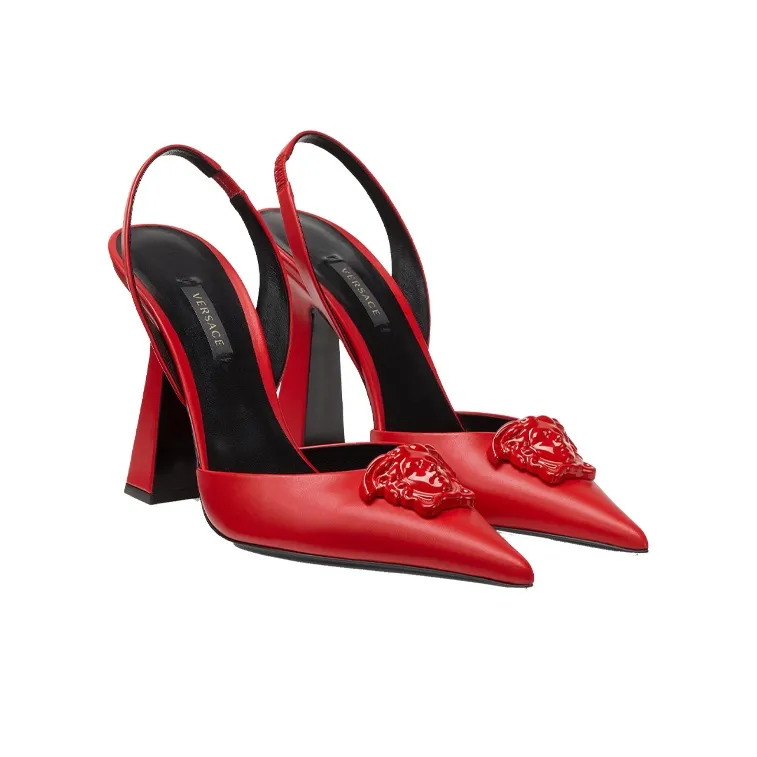 VERSACE La Medusa Irregular Heel High Heels 12cm Women's Red-2
