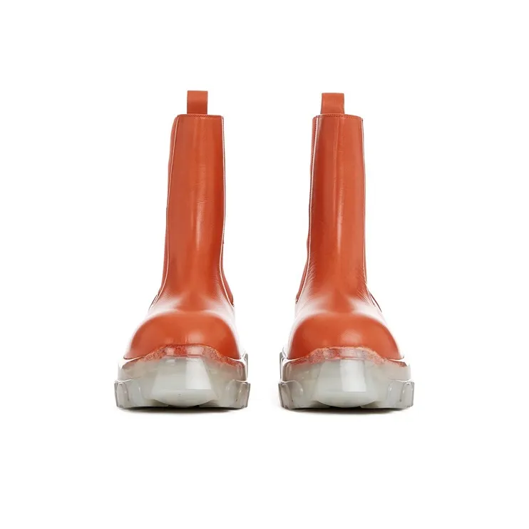 RICK OWENS/RO Beatle Bozo Short Chelsea Boots Men's Orange-2