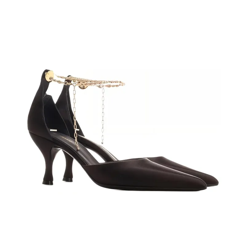 FERRAGAMO 70mm Cable-link Chain Satin-finish Pumps-3