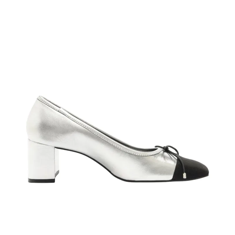 Schutz Arissa Block Chunky Heel High Heels 6.3cm Women's Black Silver-1