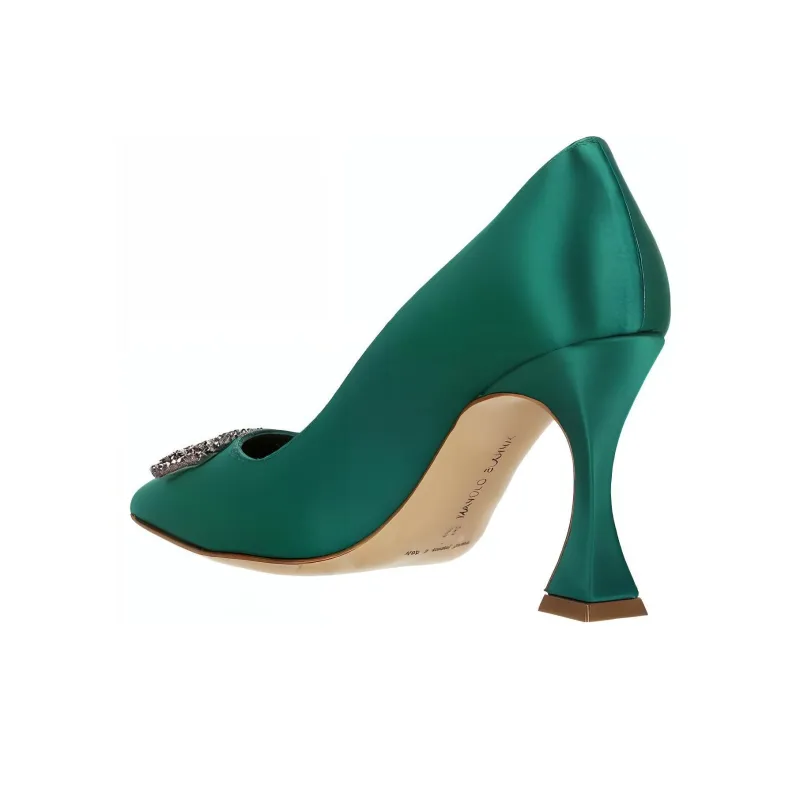 MANOLO BLAHNIK Floritanuhi Slim Heel High Heels Women's Green-3