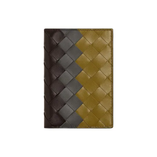 Bottega Veneta Intrecciato Calfskin Wallet Men's Brown & Blue & Yellow