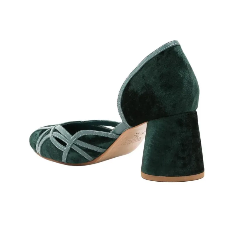 Sarah Chofakian Albert Chunky Heel High Heels 5.5cm Women's Green-3