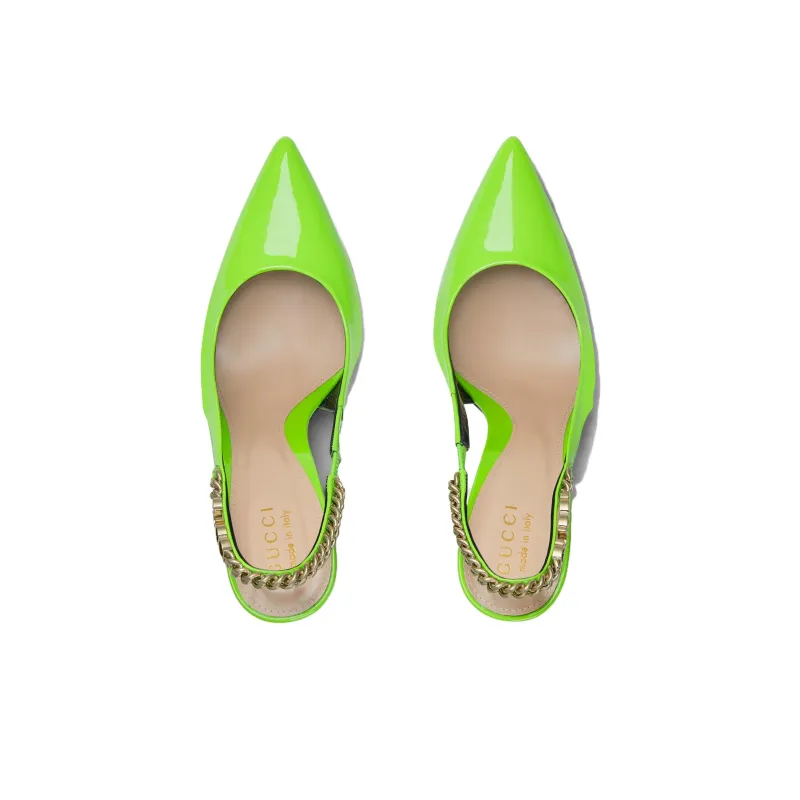 GUCCI 24 Spring And Summer Collection Signoria Collection Slim Heel High Heels 10cm Women's Green-3