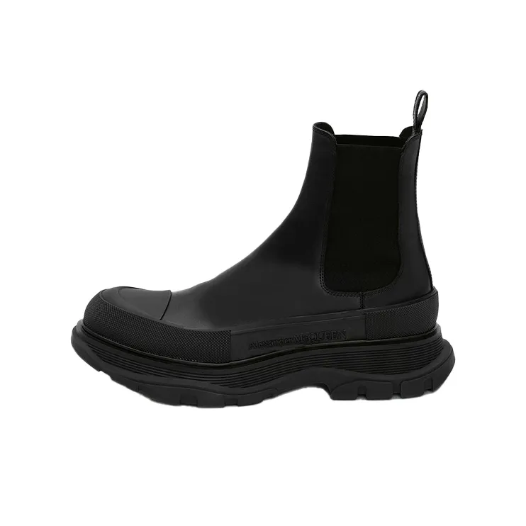 Alexander McQueen Tread Slick Ankle Boot Black Silver-0