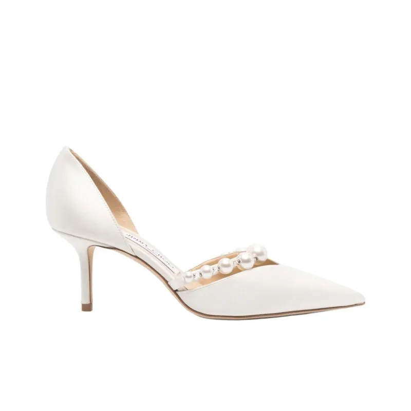 Jimmy Choo Aurelie Slim Heel High Heels 6.5cm Women's White-1