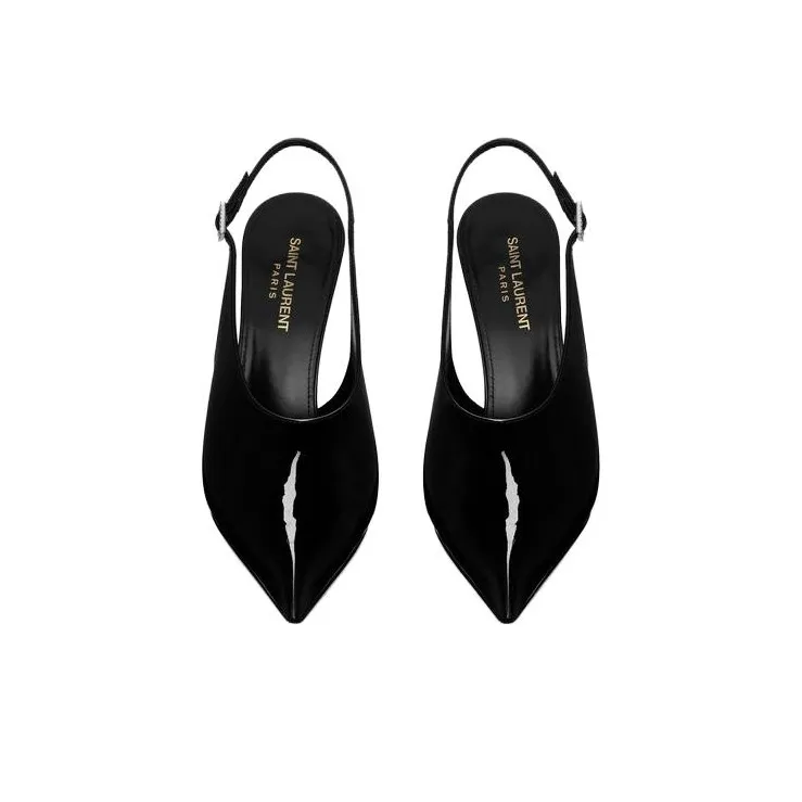 SAINT LAURENT Raven Pointed Toe Slingback Pumps-3