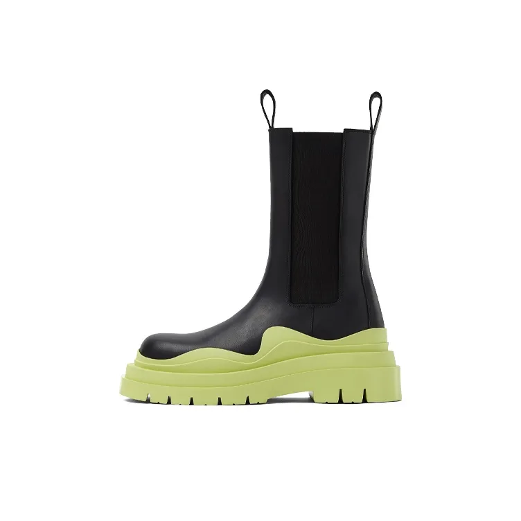 Bottega Veneta BV Tire Chelsea Boots Women's Black Green-0