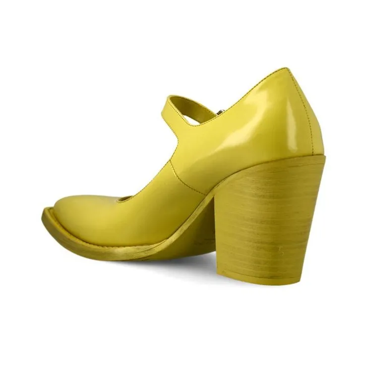 PRADA Chunky Heel High Heels Women's Yellow-4