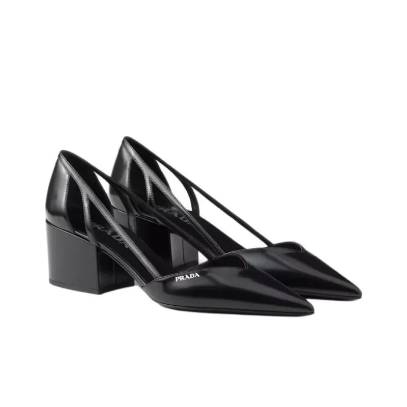 PRADA Chunky Heel High Heels 5.5cm Women's Black-2