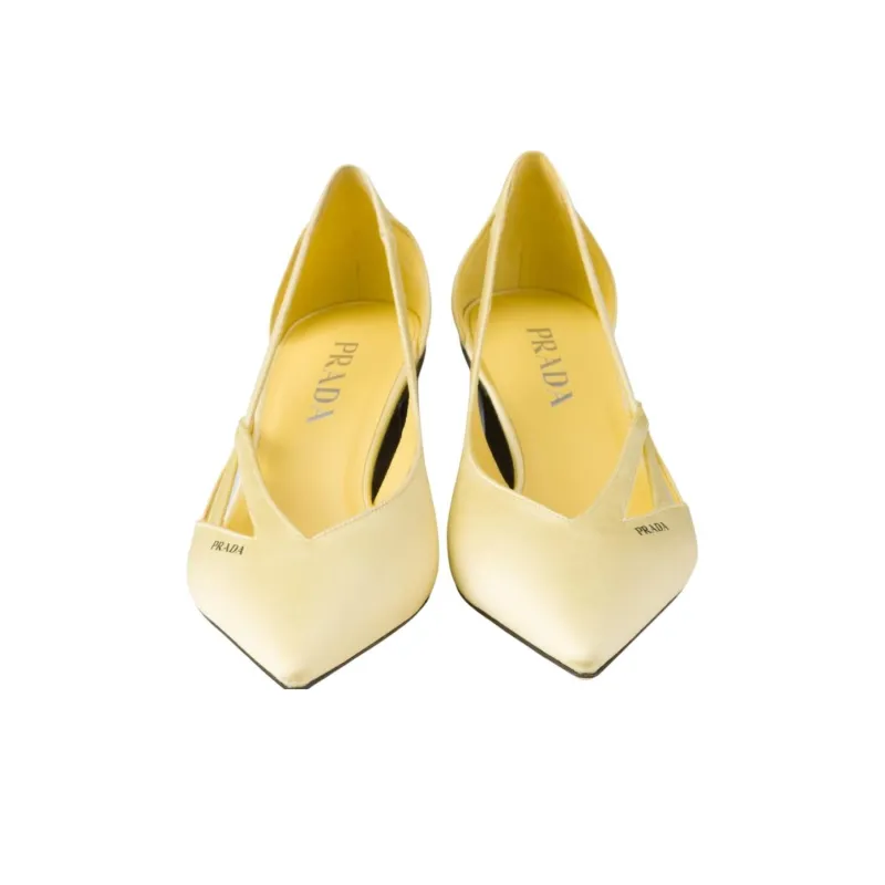 PRADA Chunky Heel High Heels 5.5cm Women's Yellow-4
