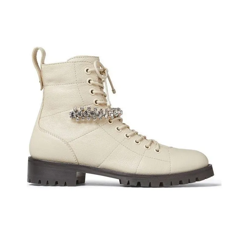 Jimmy Choo Cruz Flat Martin Boot Women's Ecru-3