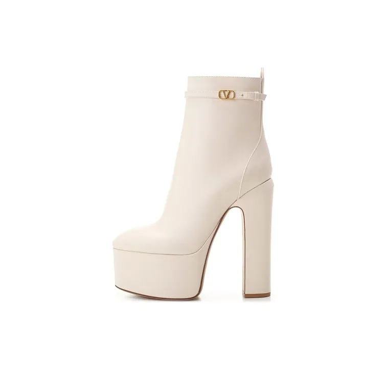 Valentino Tan-Go Ankle Boots 16cm Women's White-0