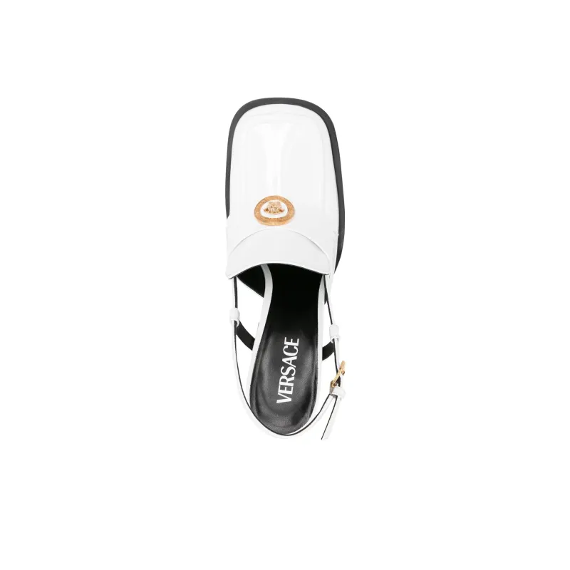 VERSACE 85mm Slingback Loafer Pumps-3
