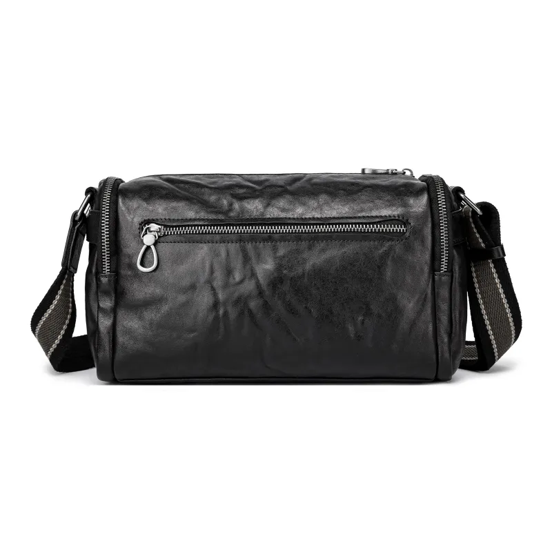 FAIRWHALE Cow Leather Crossbody Bag Shoulder Bag Camera Bag Regular Men's Black-3