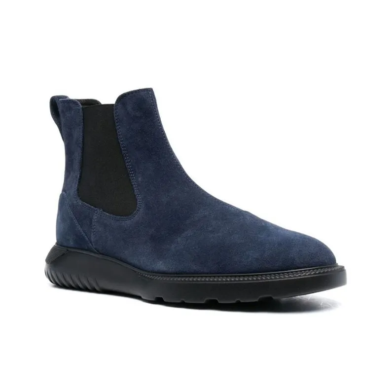 HOGAN H600 Short Chelsea Boots Men's Blue Black-2
