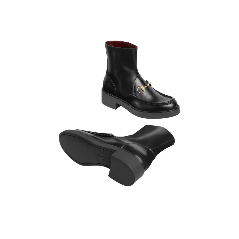GUCCI Horsebit Ankle Boots Women's Black-5