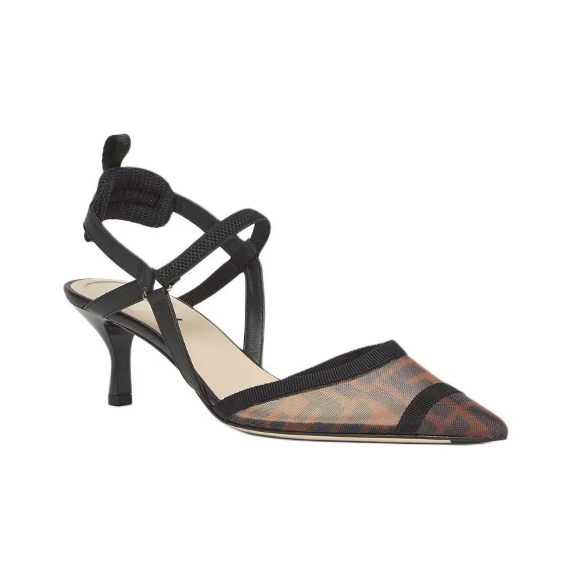 FENDI Monogrammed Pointed Toe Pumps-2