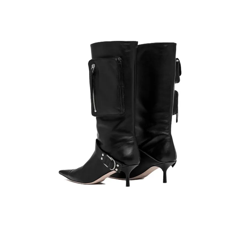 Blumarine 55mm Pocket Leather Boots-4