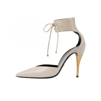 GUCCI High Heel Pump With Ankle Cuff Grey Brown Women's