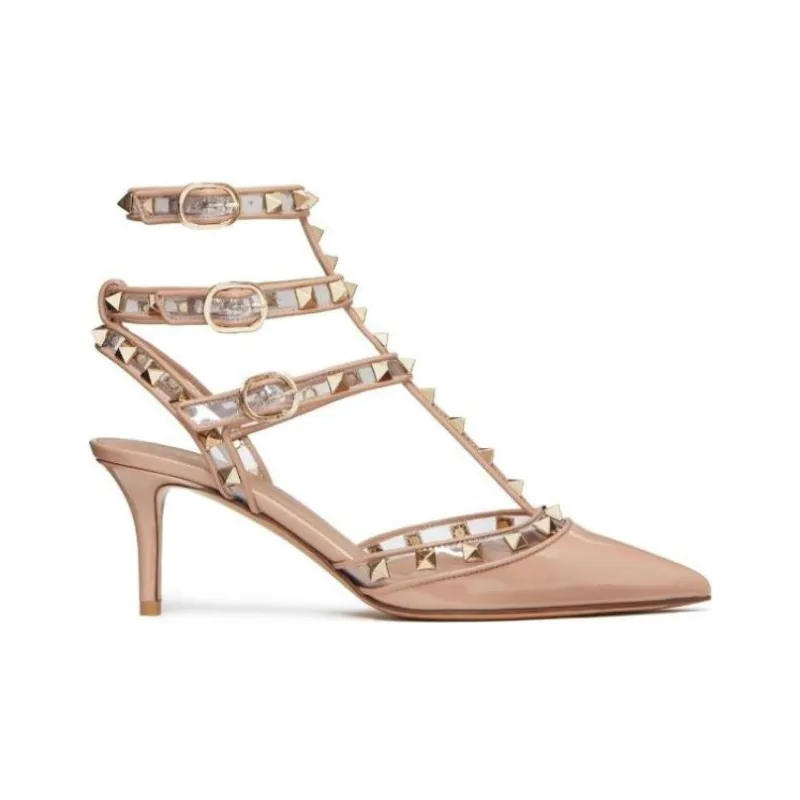 Valentino Rockstud GARAVANI Slim Heel High Heels 6.5cm Women's Pink-1